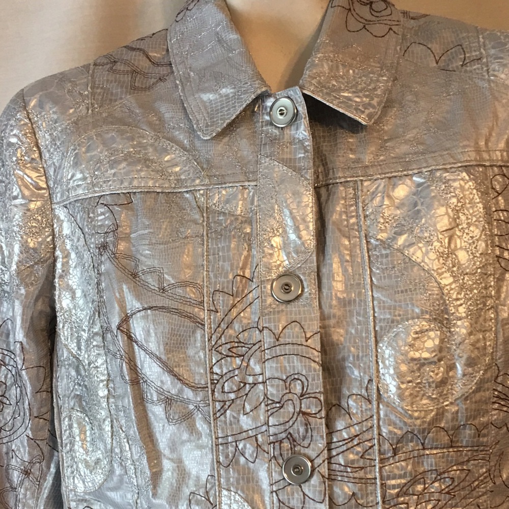 Chico's Silver Floral Blazer